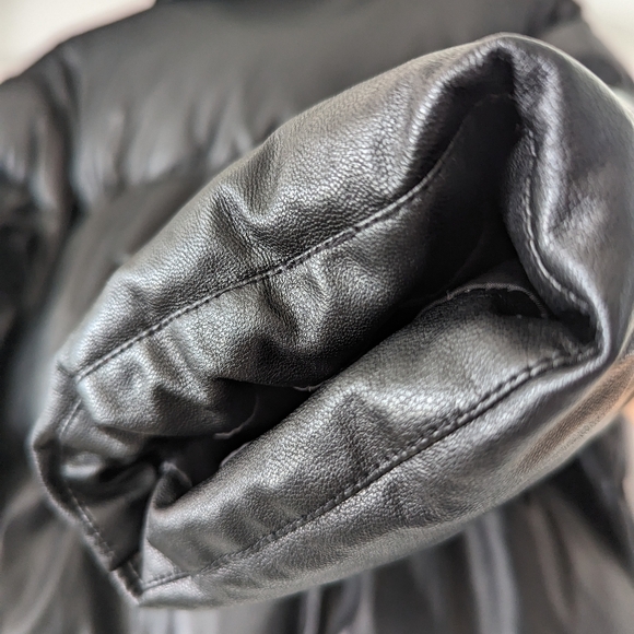 Duck Down Waterfowl Feathers Leather Puffer Jacket - Picture 9 of 9